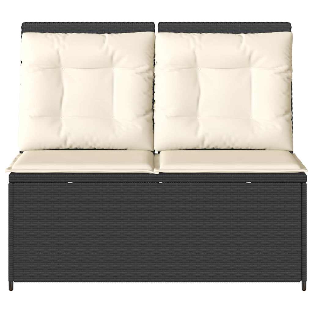 Hagebenk med pute Svart Poly rattan