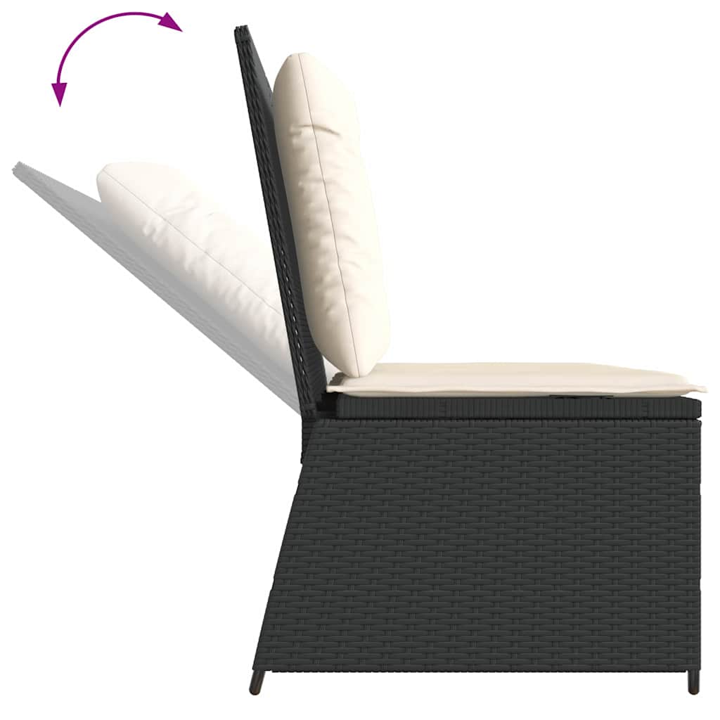 Hagebenk med pute Svart Poly rattan