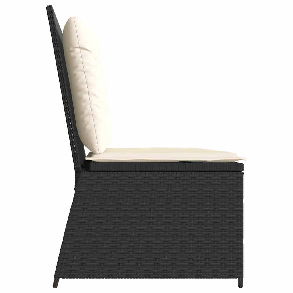 Hagebenk med pute Svart Poly rattan