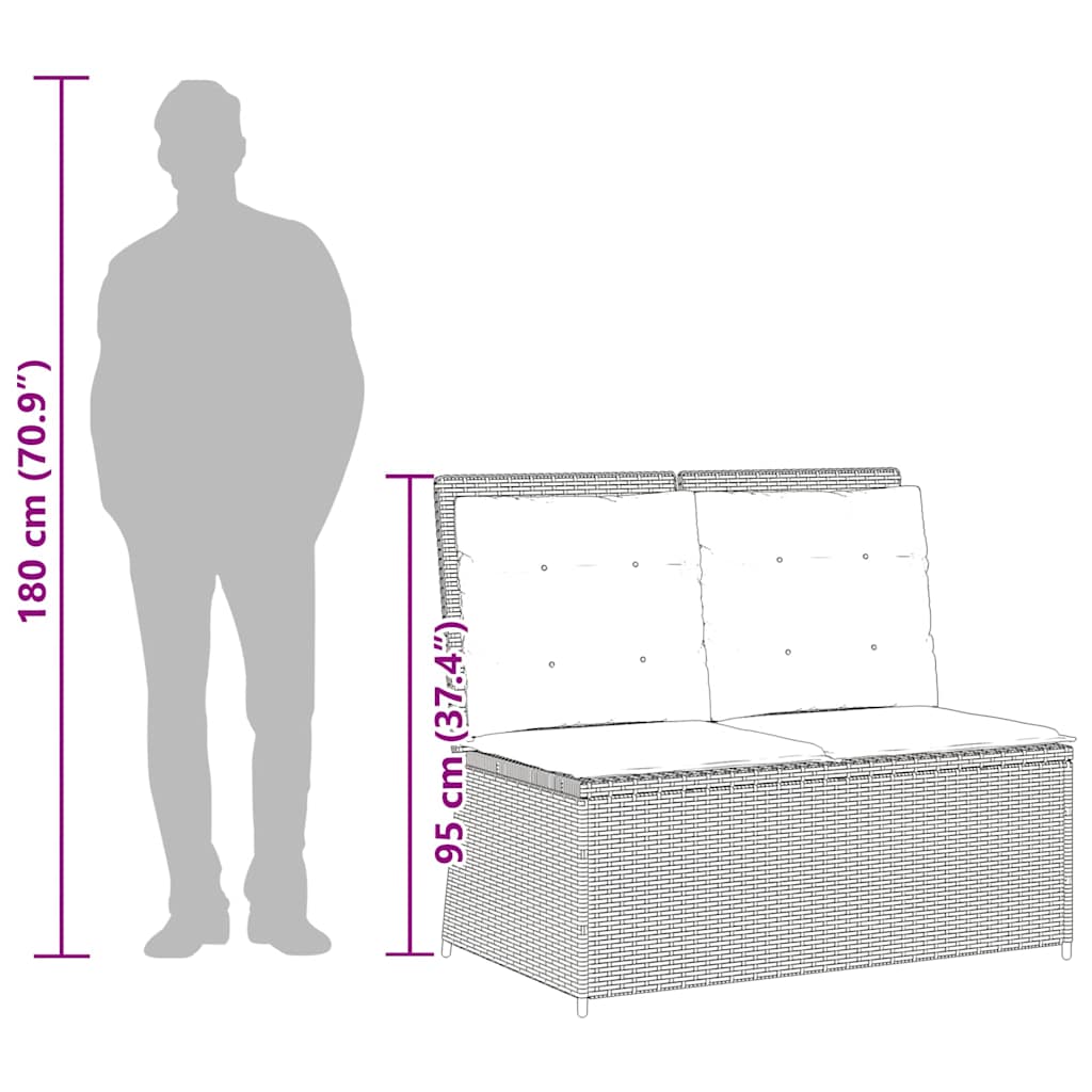 Hagebenk med pute Svart Poly rattan