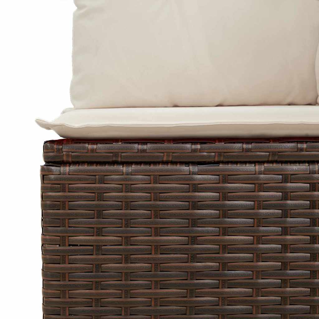 Hagebenk med pute Brun Poly rattan