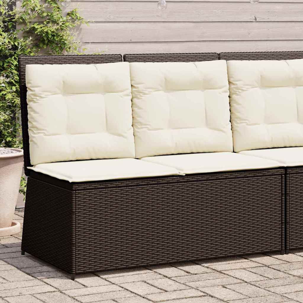 Hagebenk med pute Brun Poly rattan