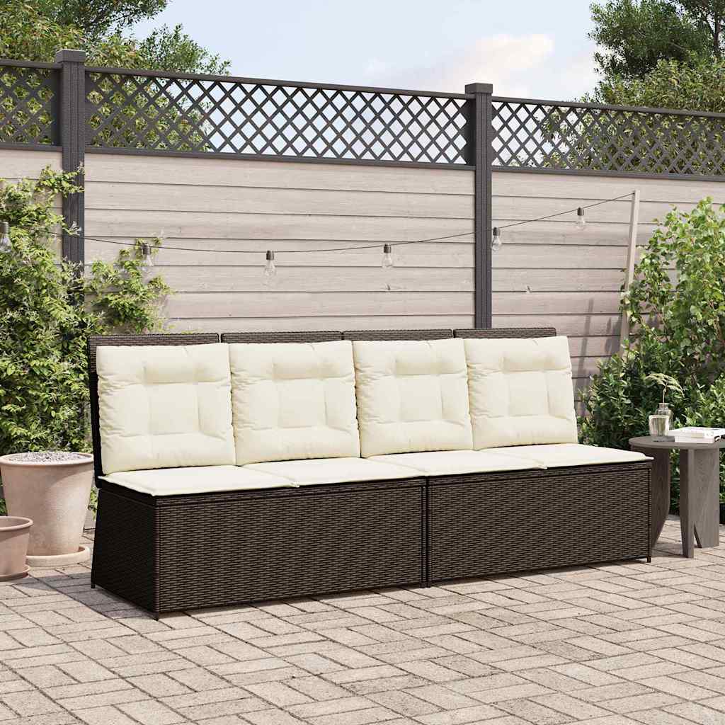 Hagebenk med pute Brun Poly rattan