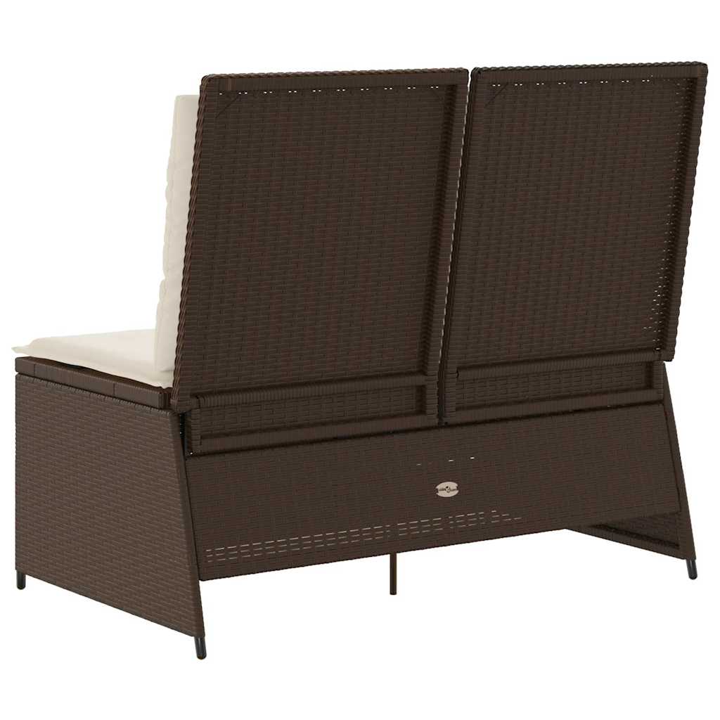 Hagebenk med pute Brun Poly rattan