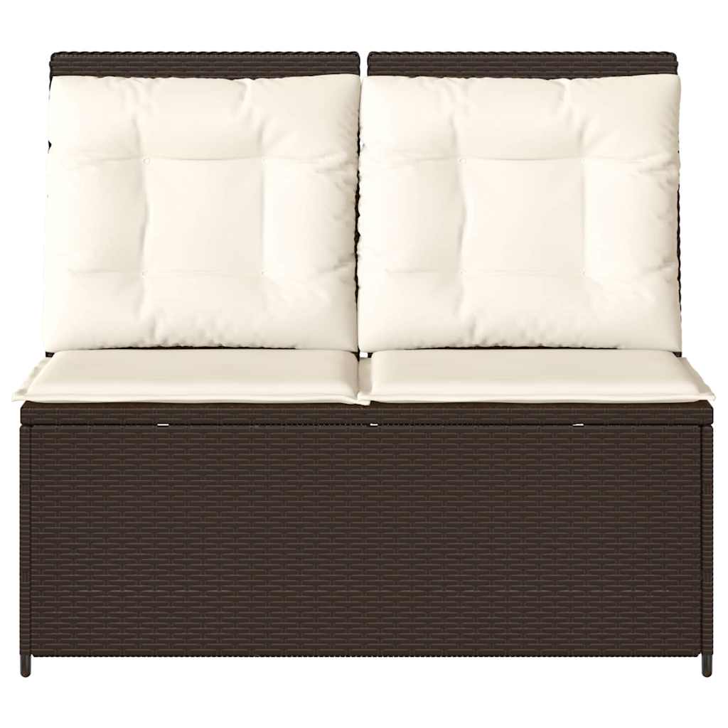 Hagebenk med pute Brun Poly rattan