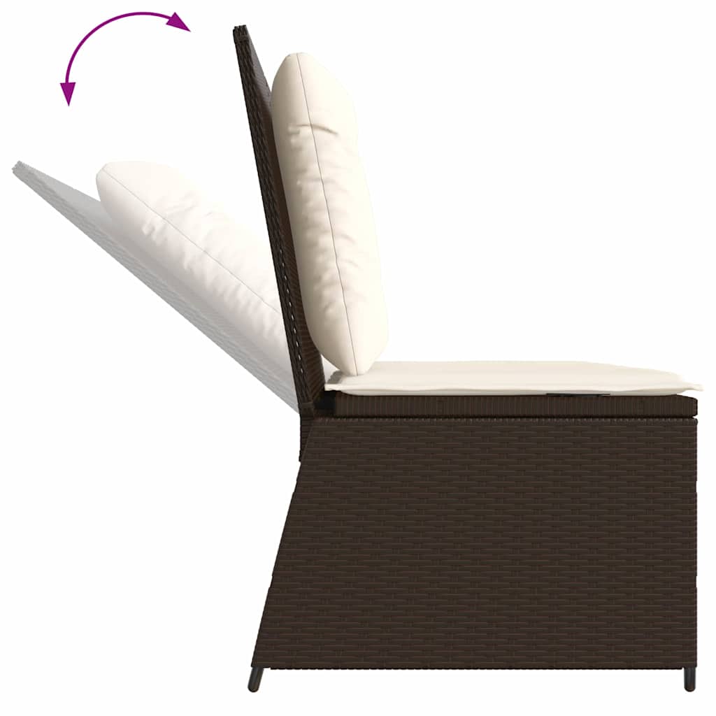 Hagebenk med pute Brun Poly rattan