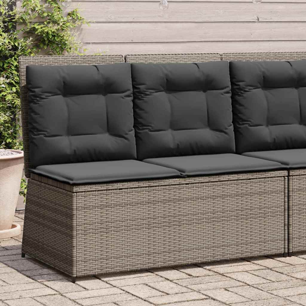 Hagebenk med pute Grå Poly rattan