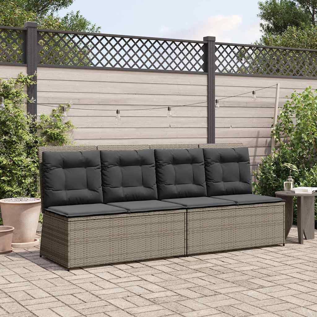 Hagebenk med pute Grå Poly rattan