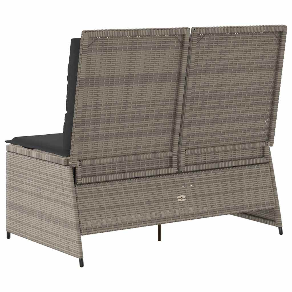 Hagebenk med pute Grå Poly rattan