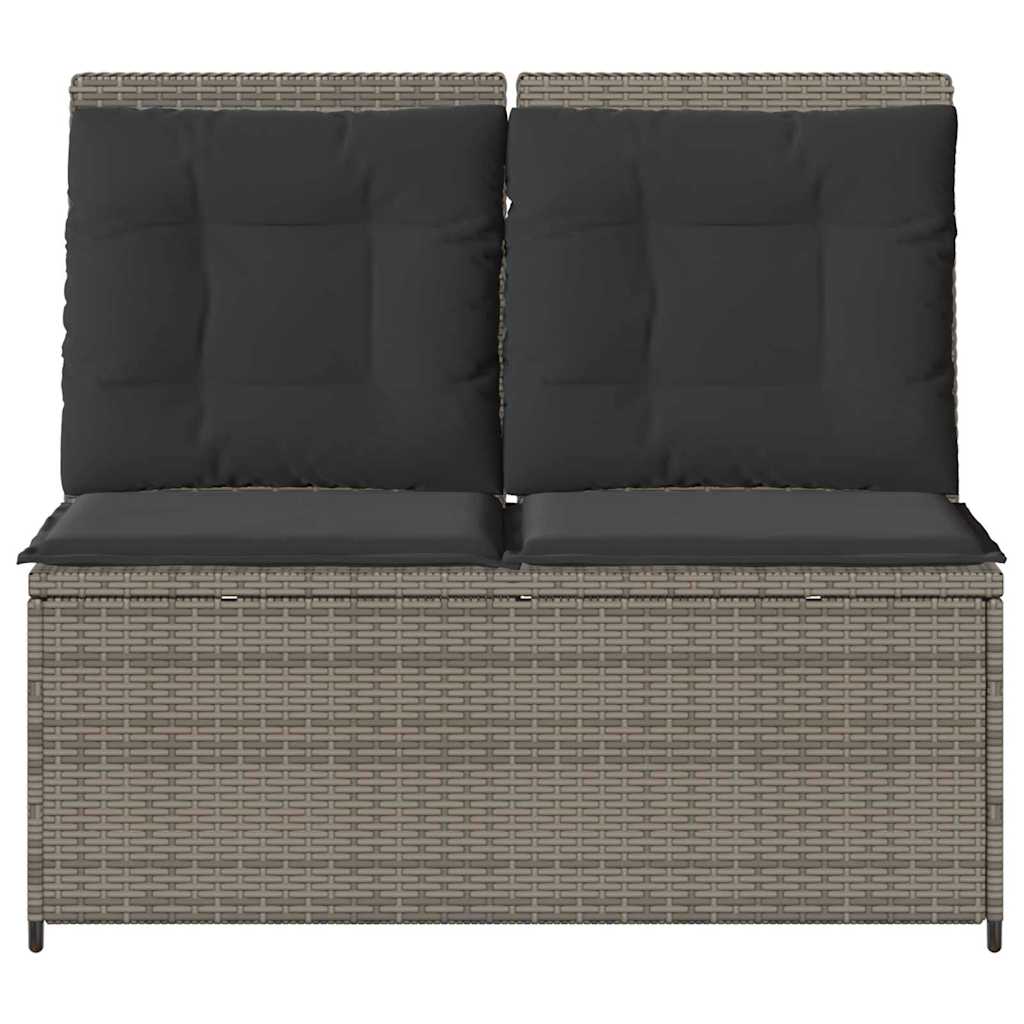 Hagebenk med pute Grå Poly rattan