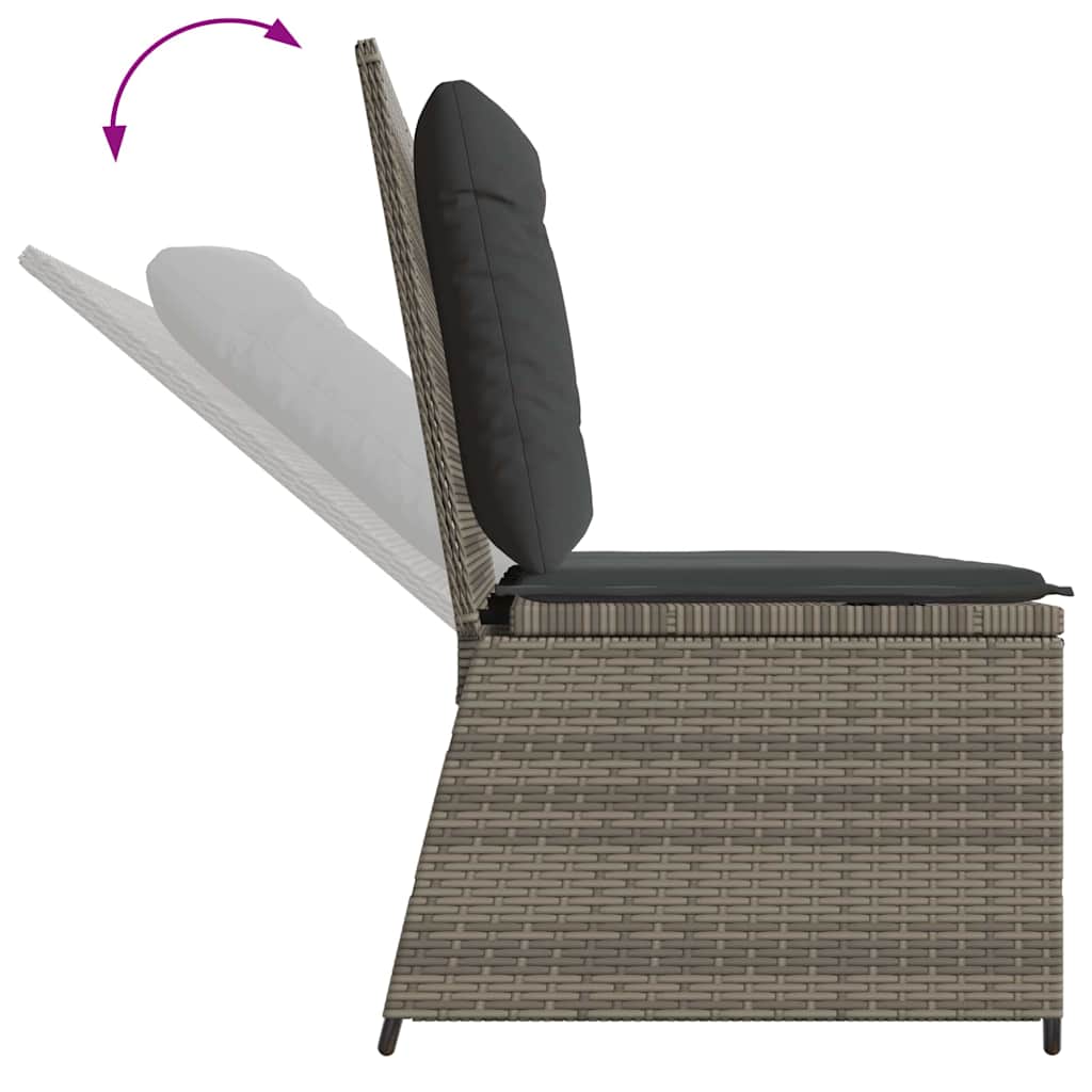 Hagebenk med pute Grå Poly rattan