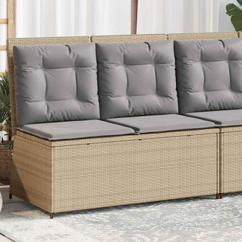 Hagebenk med pute Beige Poly rattan