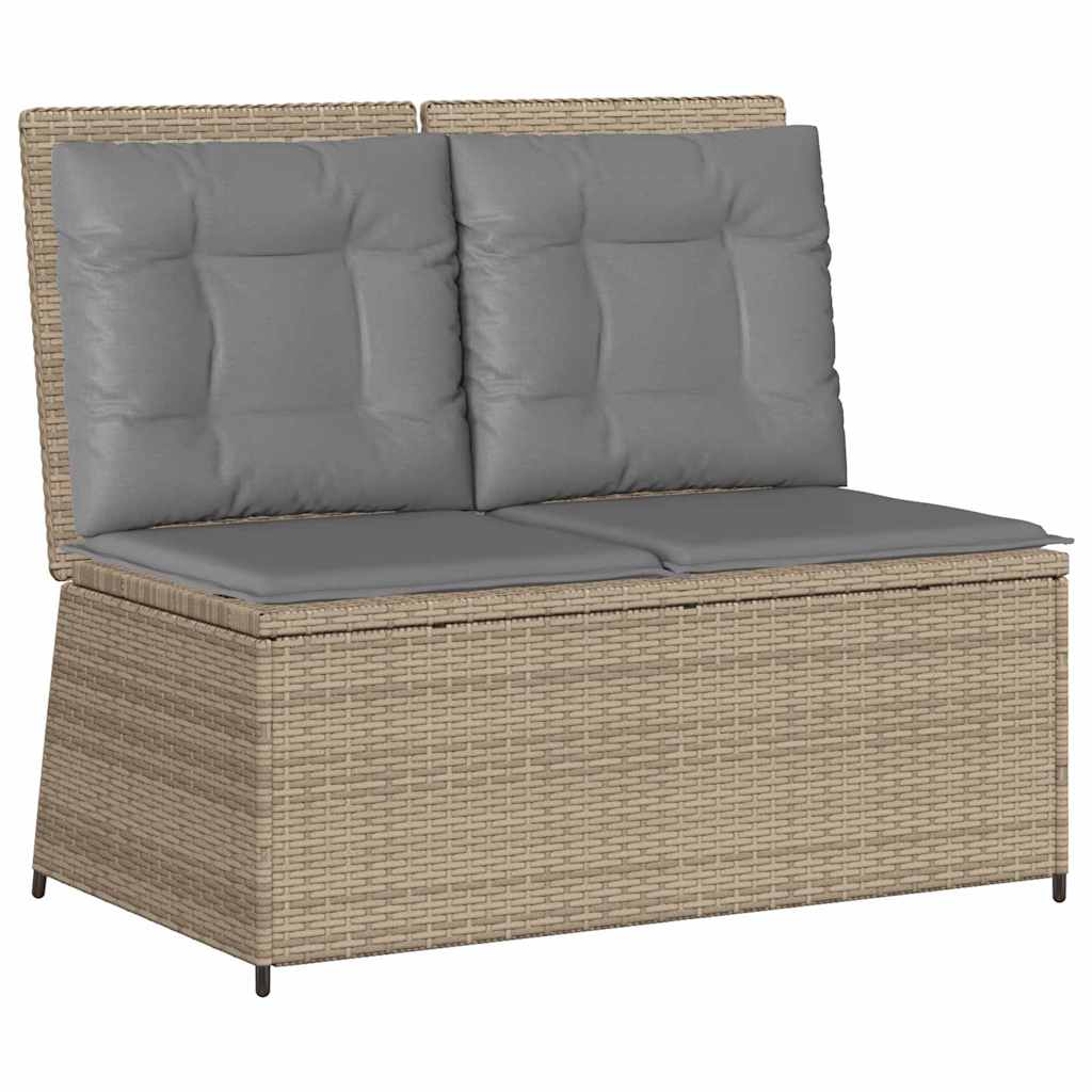 Hagebenk med pute Beige Poly rattan