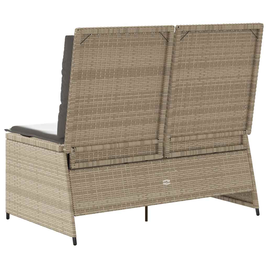 Hagebenk med pute Beige Poly rattan