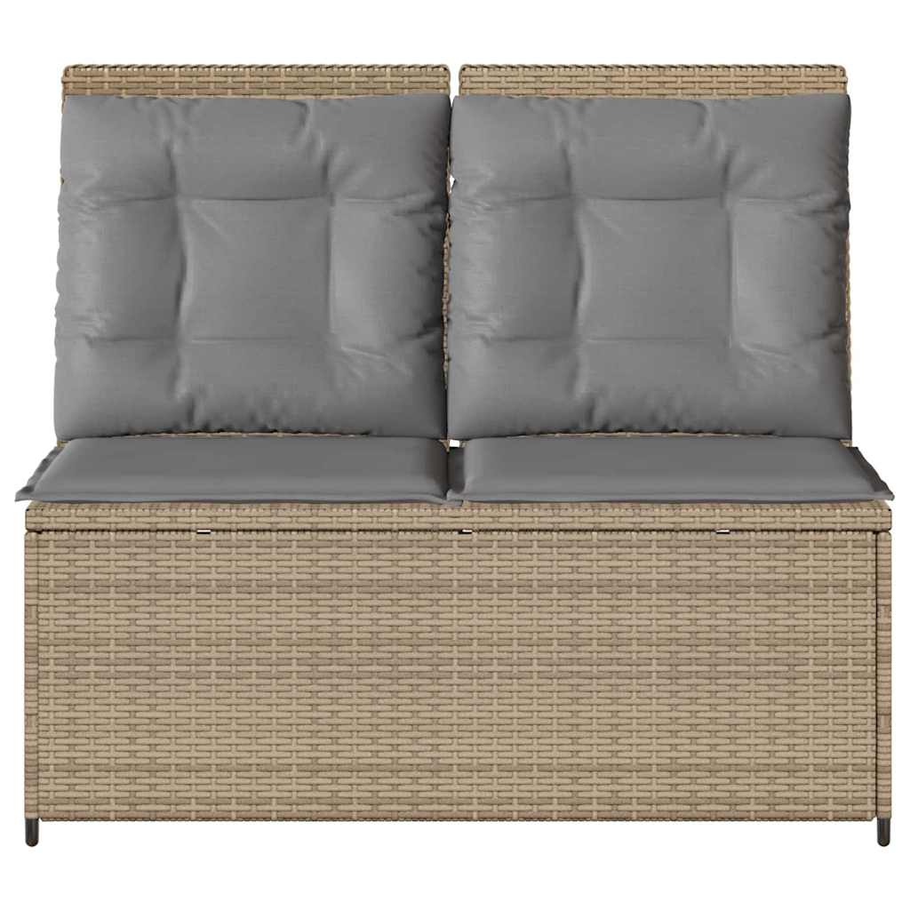 Hagebenk med pute Beige Poly rattan