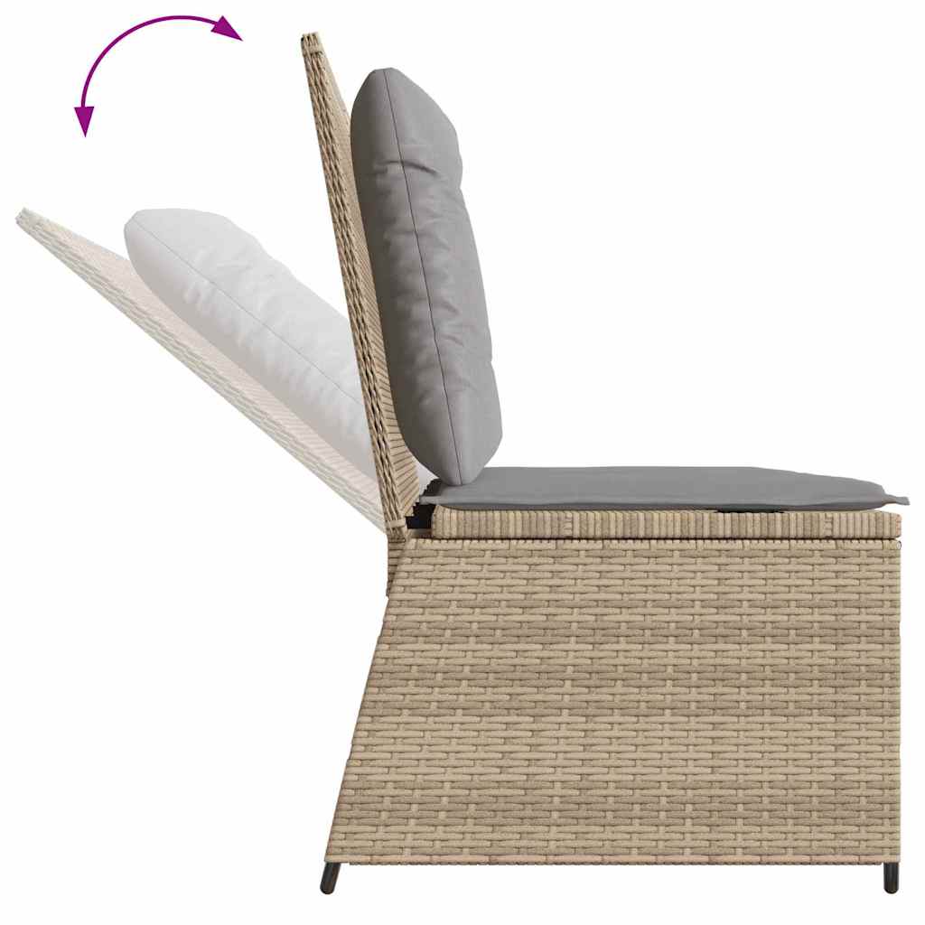Hagebenk med pute Beige Poly rattan