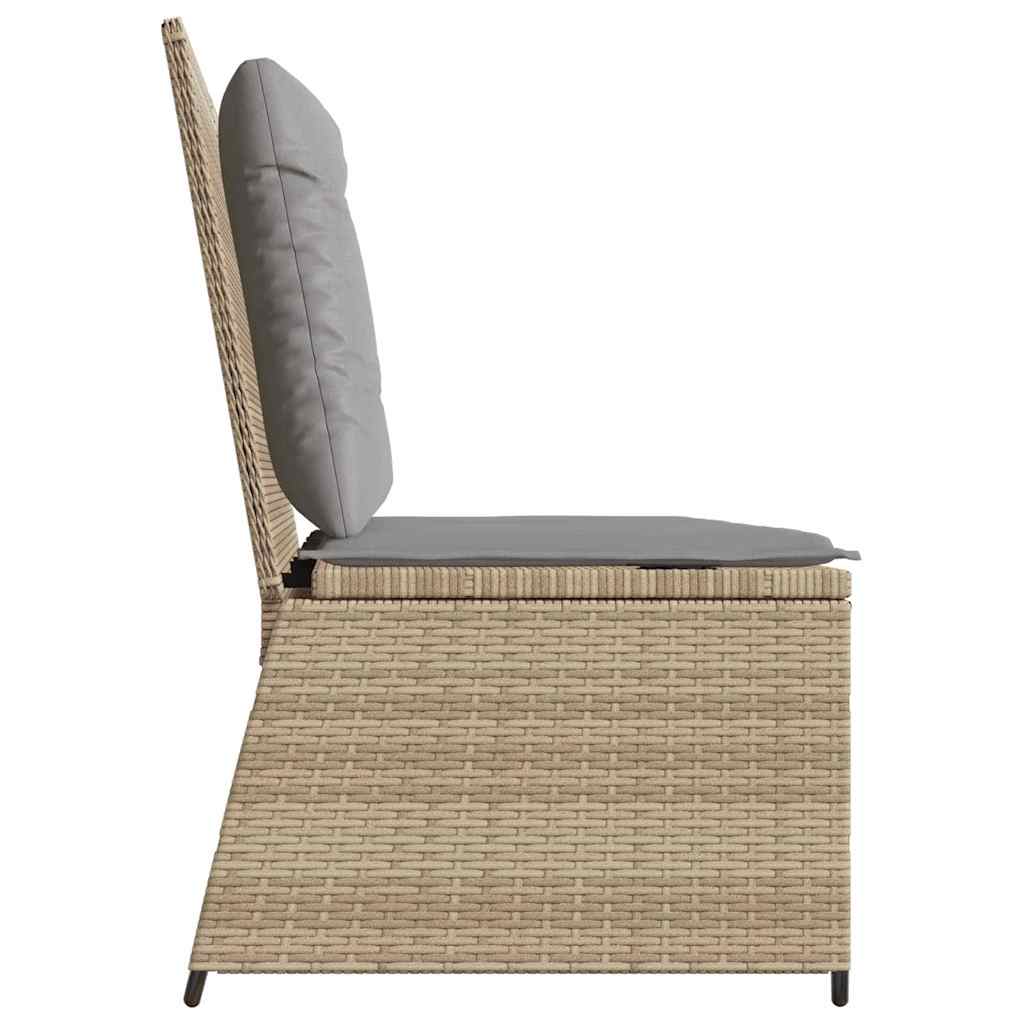 Hagebenk med pute Beige Poly rattan