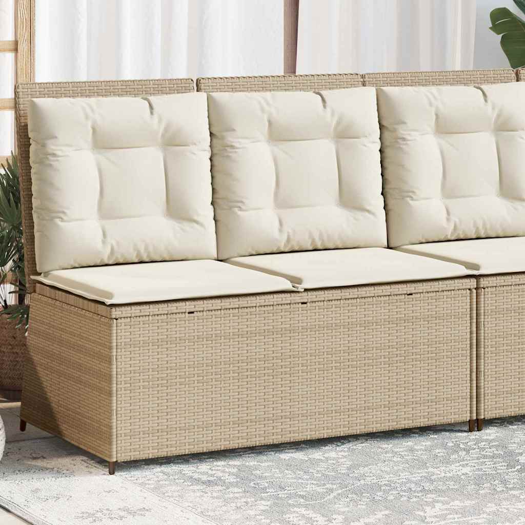 Hagebenk med pute Beige Poly rattan