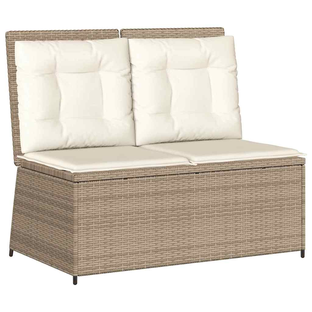 Hagebenk med pute Beige Poly rattan