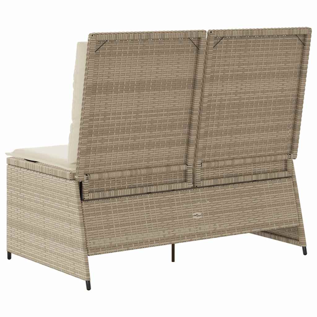 Hagebenk med pute Beige Poly rattan