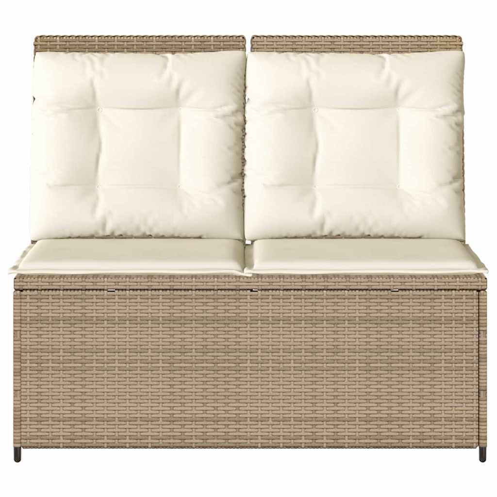 Hagebenk med pute Beige Poly rattan