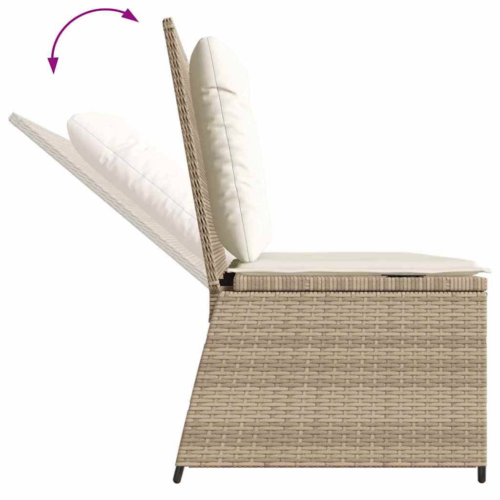 Hagebenk med pute Beige Poly rattan