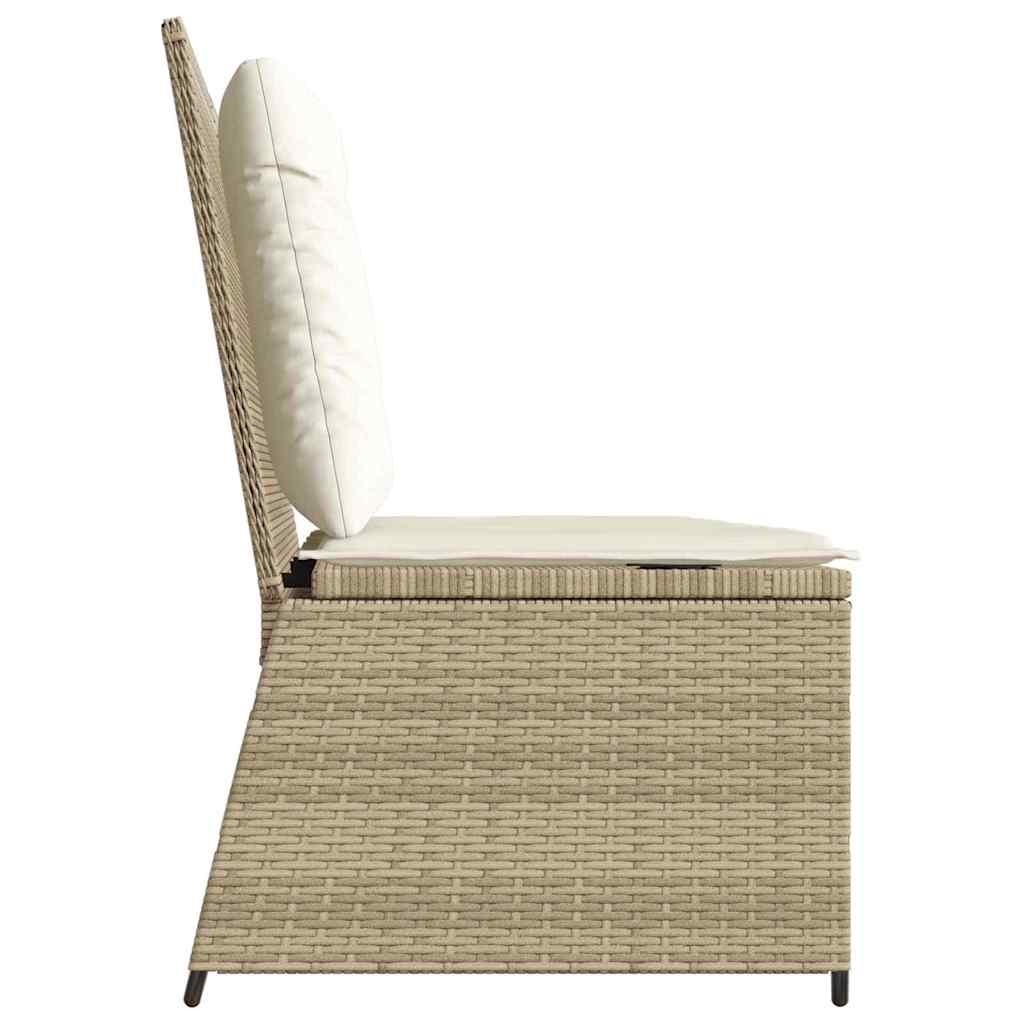 Hagebenk med pute Beige Poly rattan