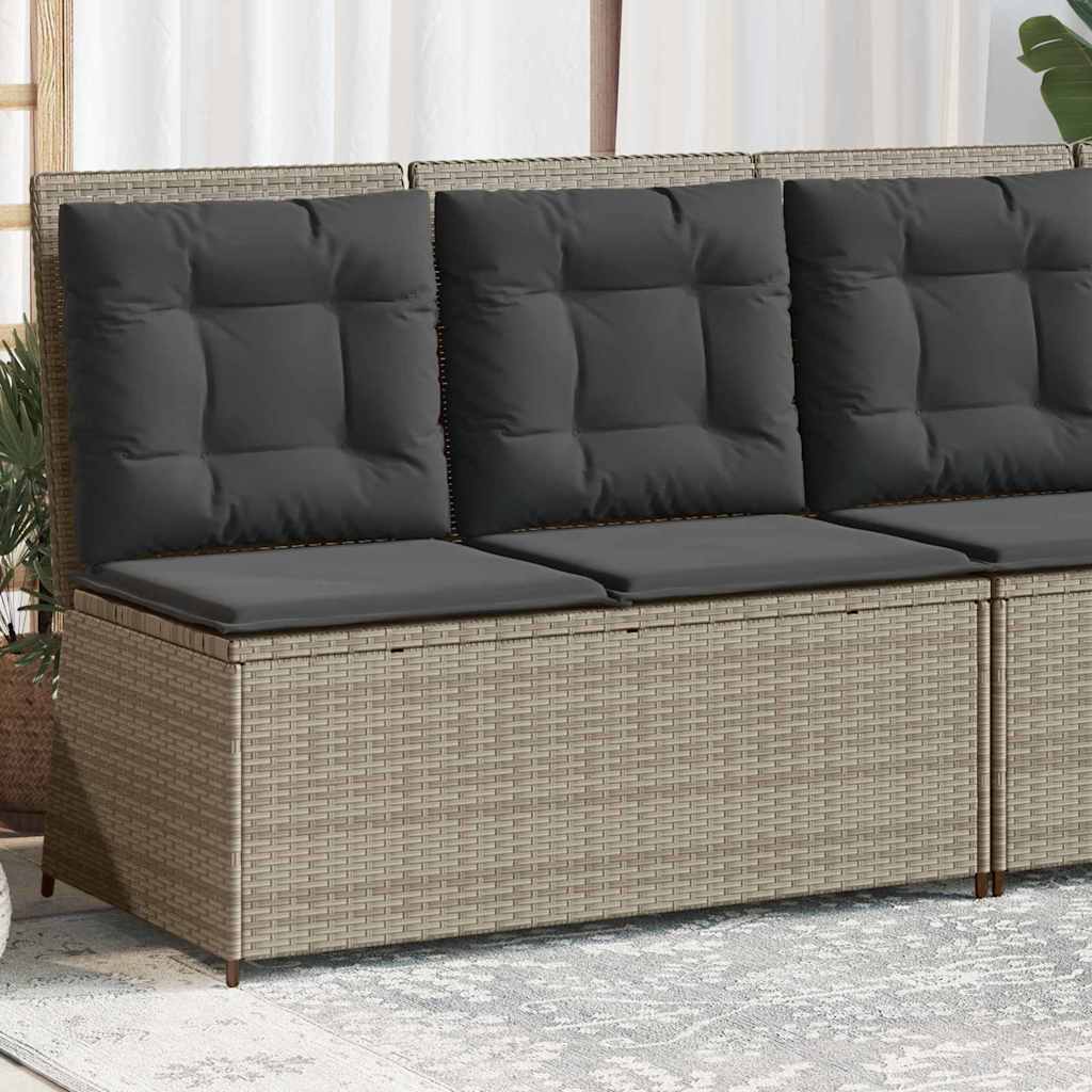 Hagebenk med pute Lysegrå Poly rattan