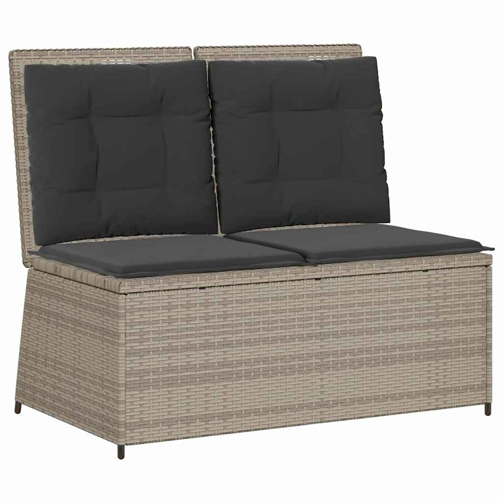 Hagebenk med pute Lysegrå Poly rattan