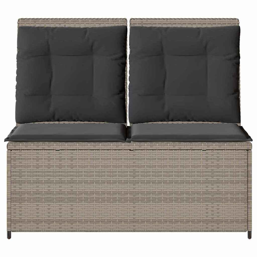 Hagebenk med pute Lysegrå Poly rattan