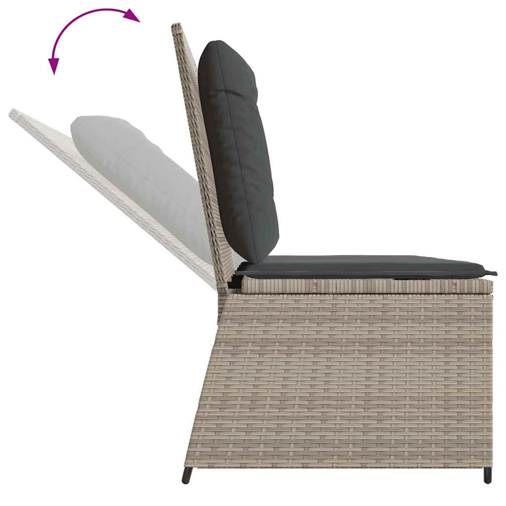 Hagebenk med pute Lysegrå Poly rattan