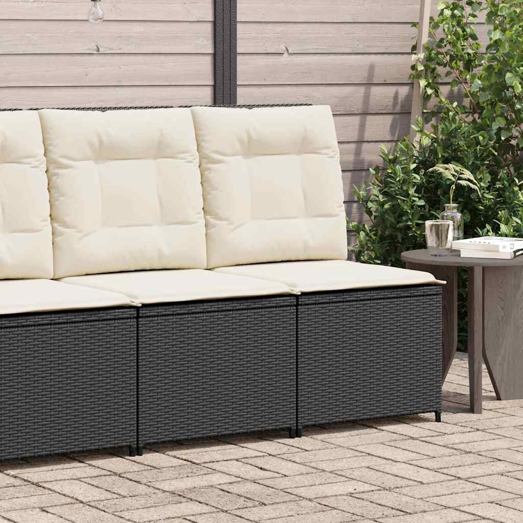 Hagemøbelsofa med pute Svart Poly rattan