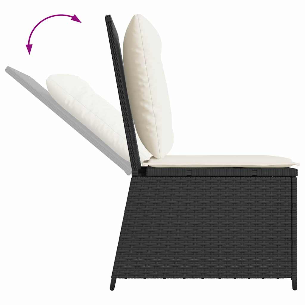 Hagemøbelsofa med pute Svart Poly rattan
