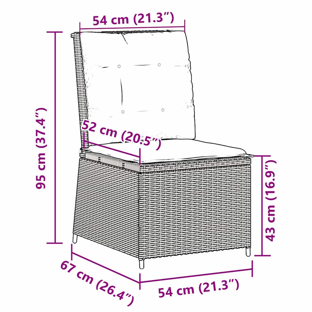 Hagemøbelsofa med pute Svart Poly rattan