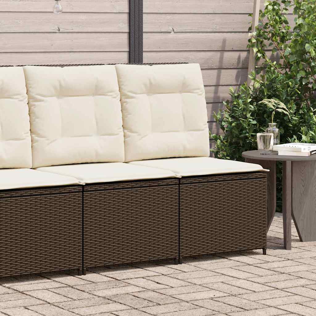 Hagemøbelsofa med pute Brun Poly rattan