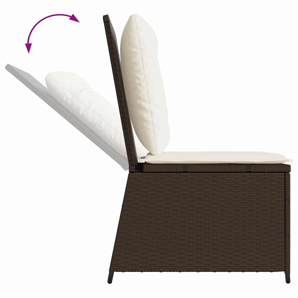 Hagemøbelsofa med pute Brun Poly rattan