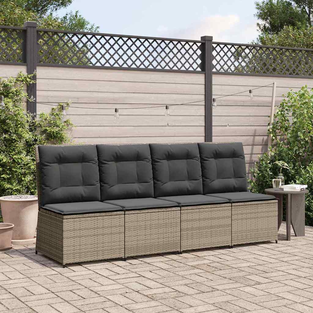 Hagemøbelsofa med pute Grå Poly rattan