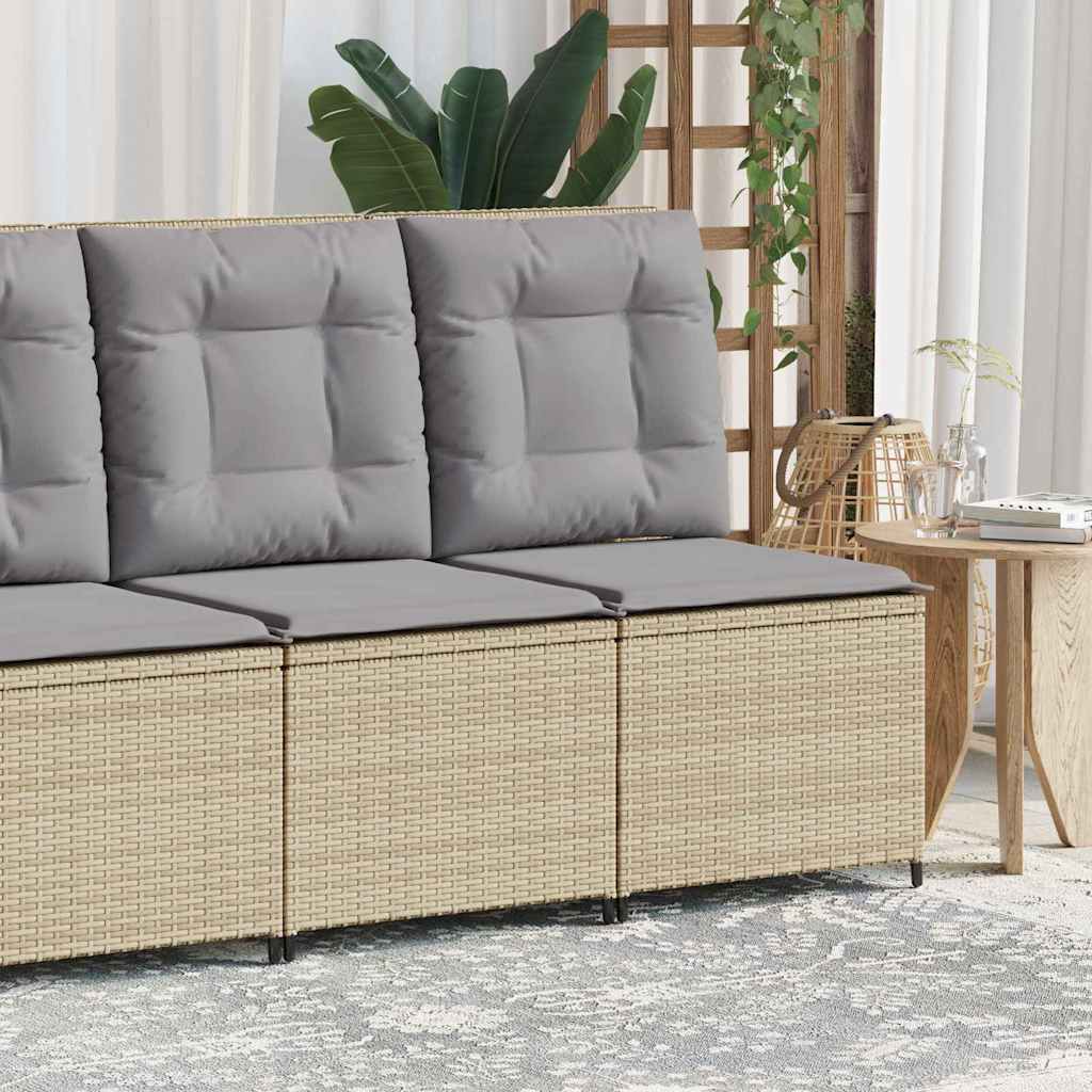Hagemøbelsofa med pute Beige Poly rattan