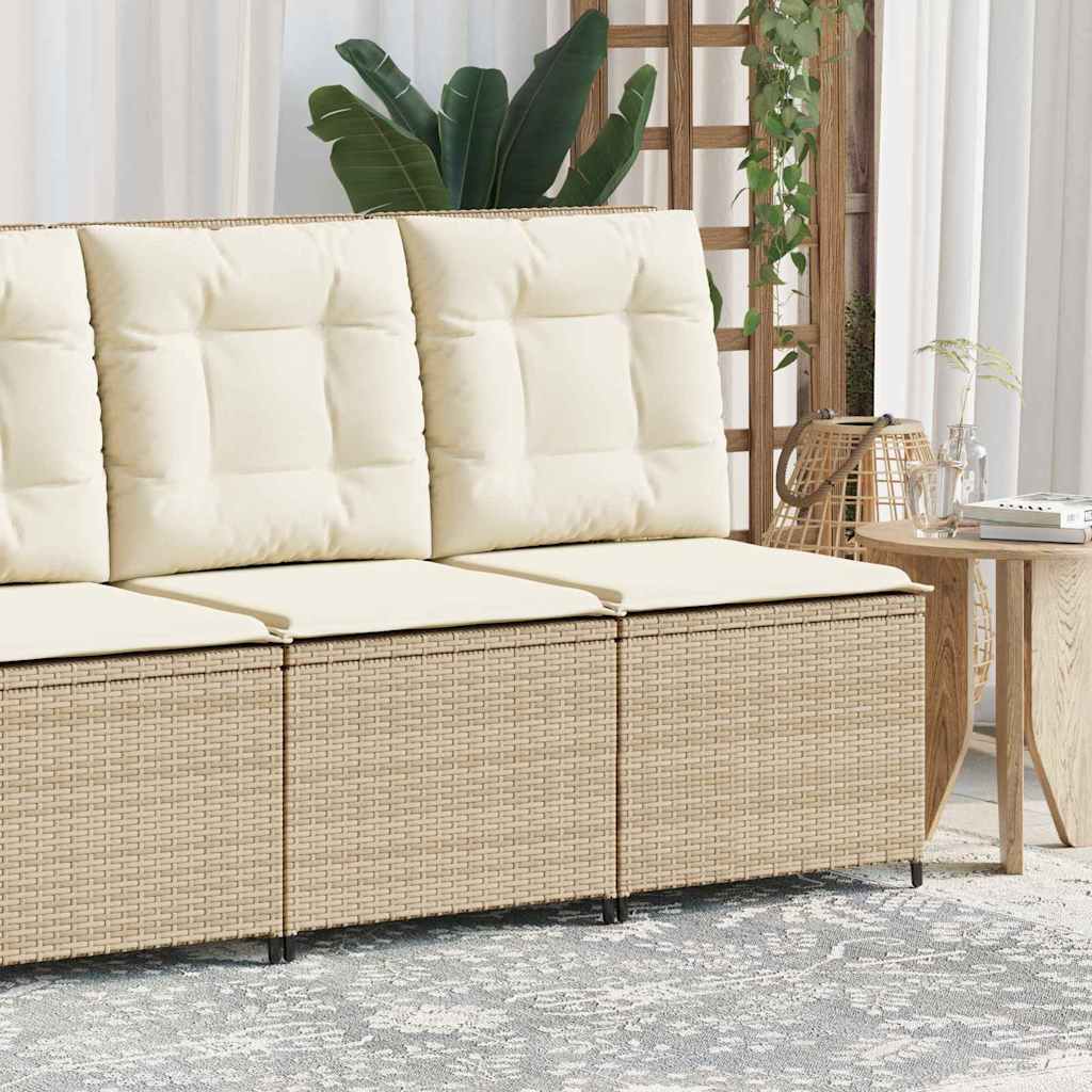Hagemøbelsofa med pute Beige Poly rattan