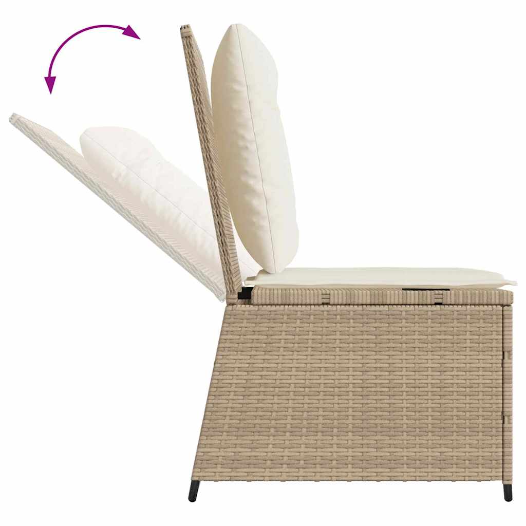 Hagemøbelsofa med pute Beige Poly rattan