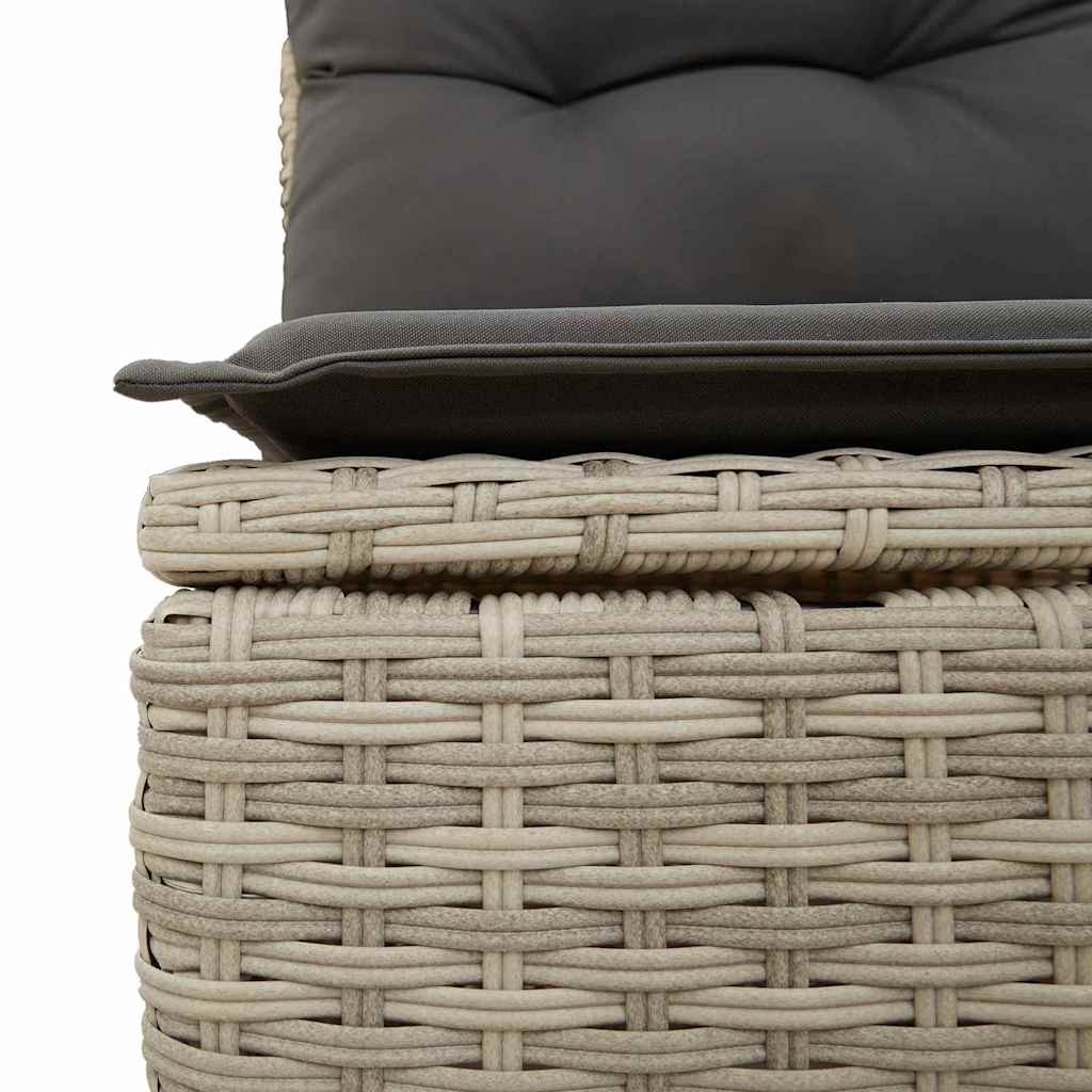 Hagemøbelsofa med pute Lysegrå Poly rattan