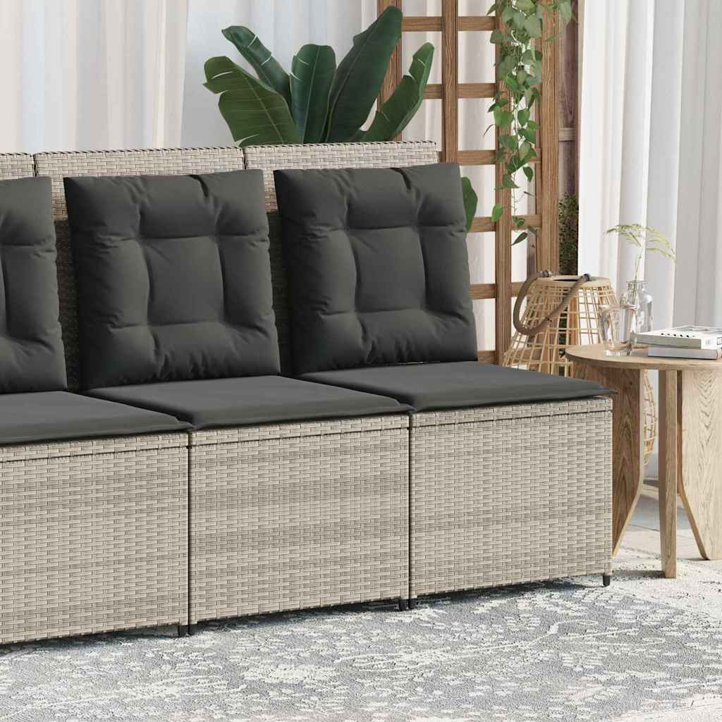 Hagemøbelsofa med pute Lysegrå Poly rattan