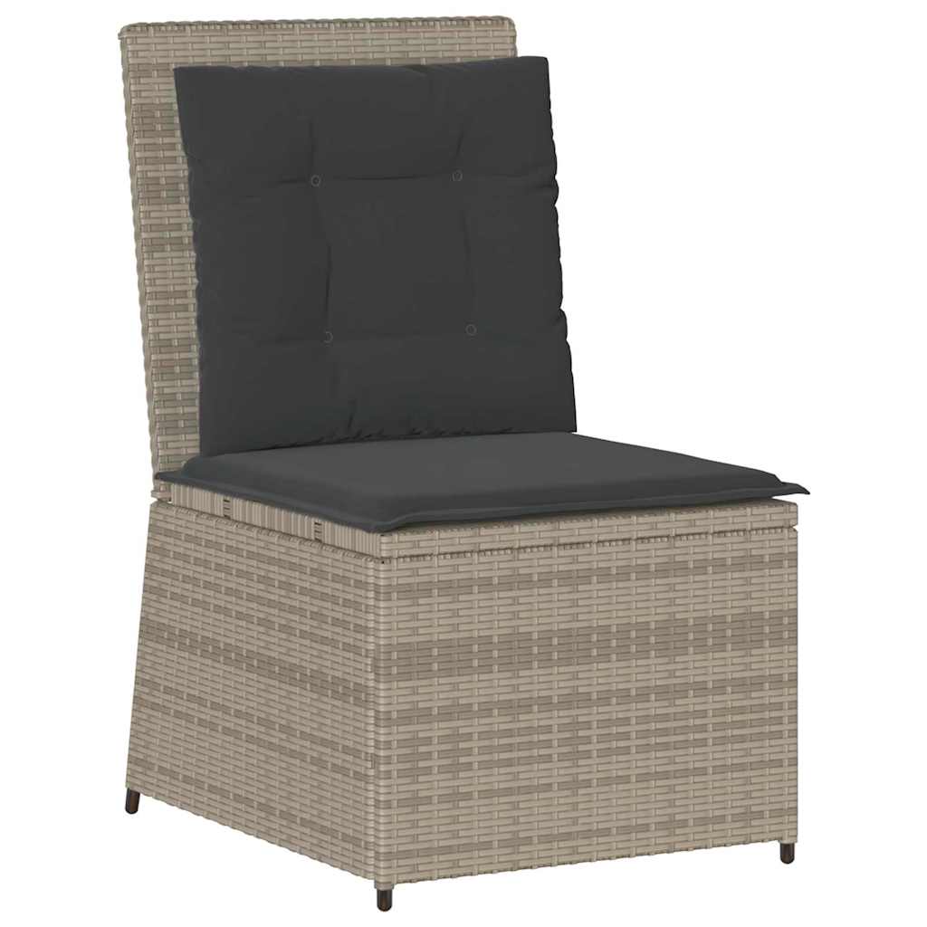 Hagemøbelsofa med pute Lysegrå Poly rattan