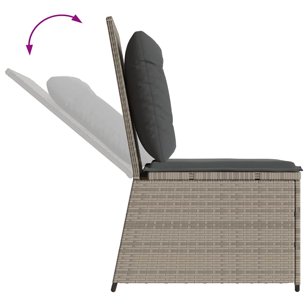 Hagemøbelsofa med pute Lysegrå Poly rattan