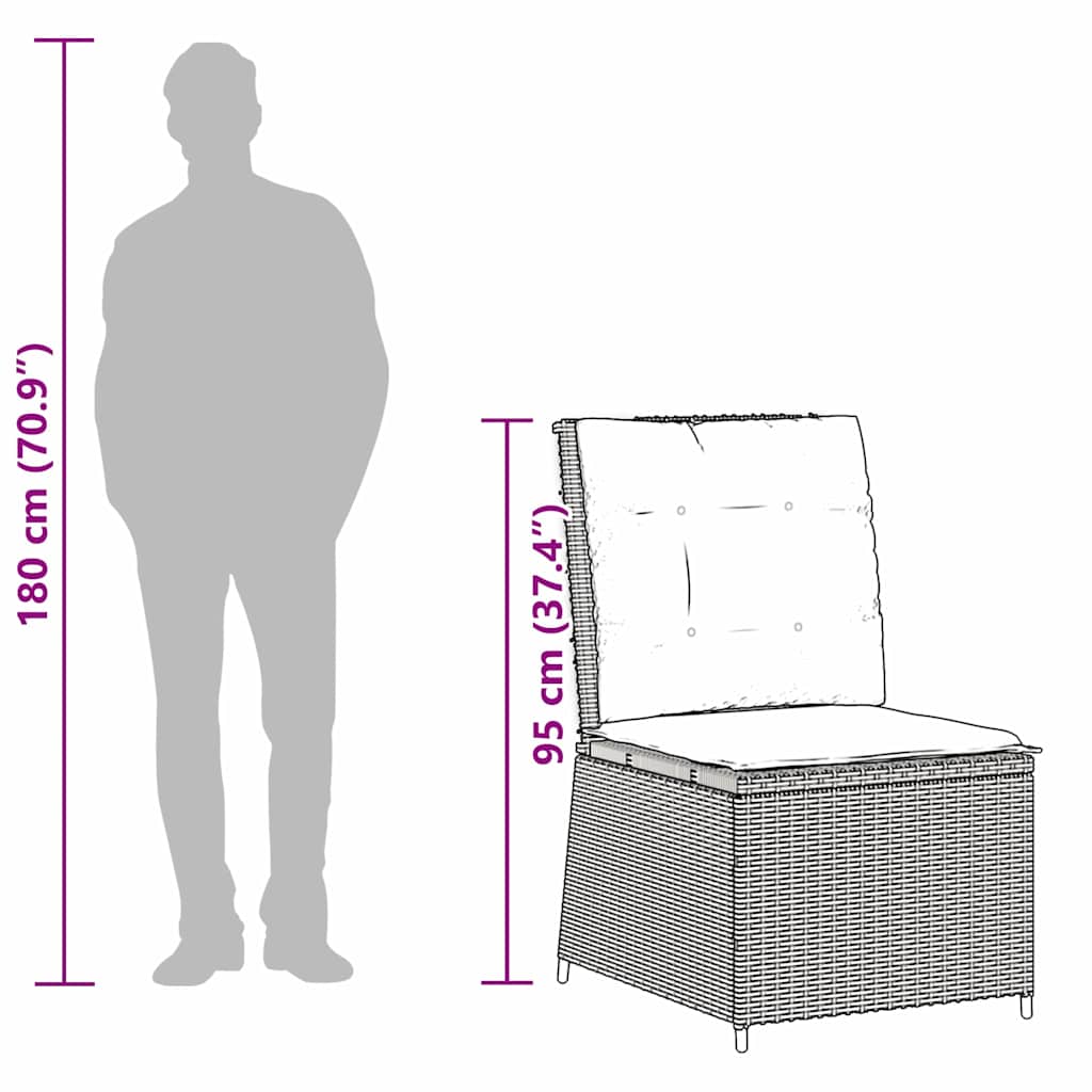 Hagemøbelsofa med pute Lysegrå Poly rattan