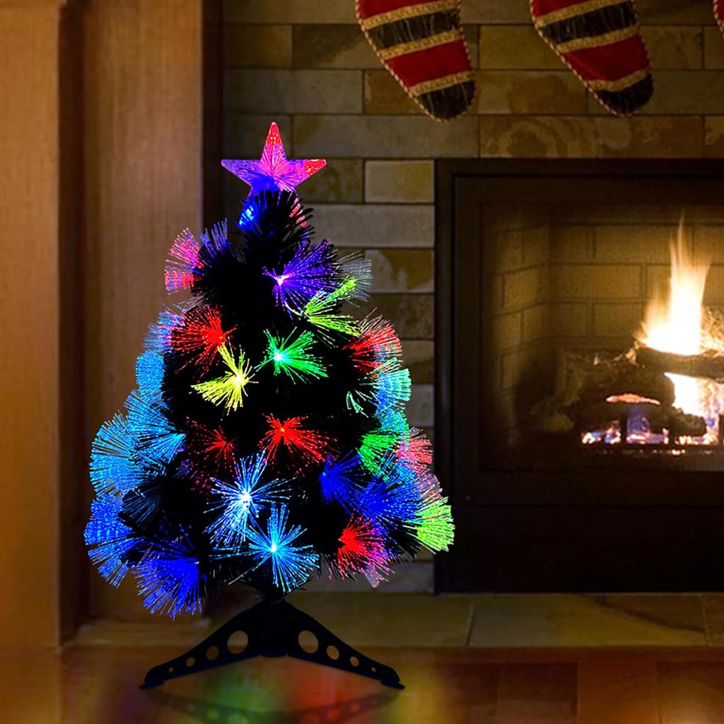 Kunstig juletre med dekorative strenglys grønn 64 cm PVC