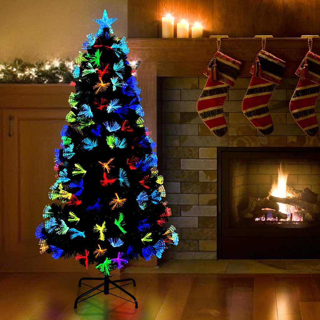 Kunstig juletre med dekorative strenglys grønn 120 cm PVC