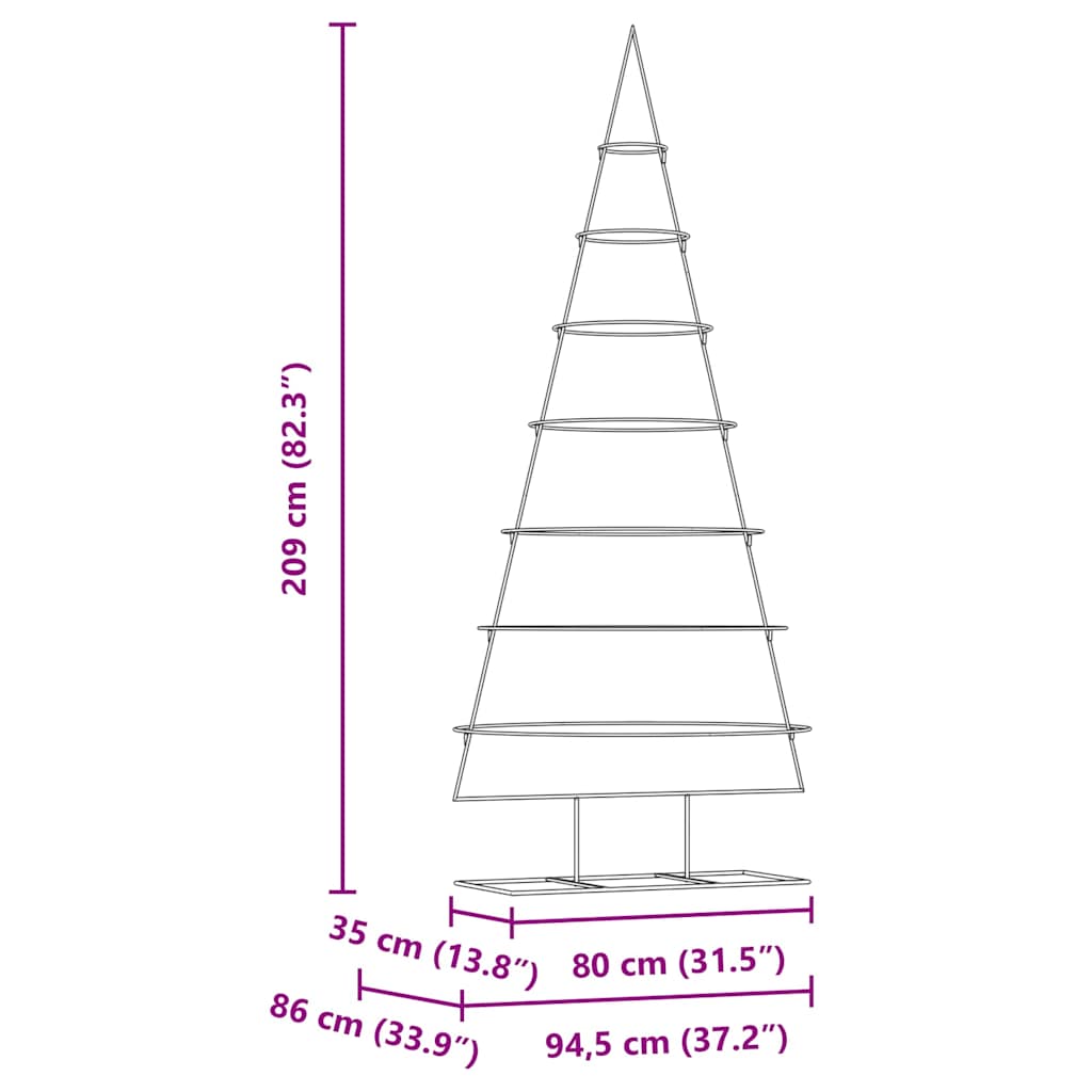 Metall juletre med stativ Gull 210 cm Pulverlakkert stål