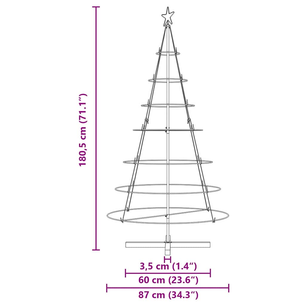 Julekjegle Tre med stativ Svart 180 cm Stål