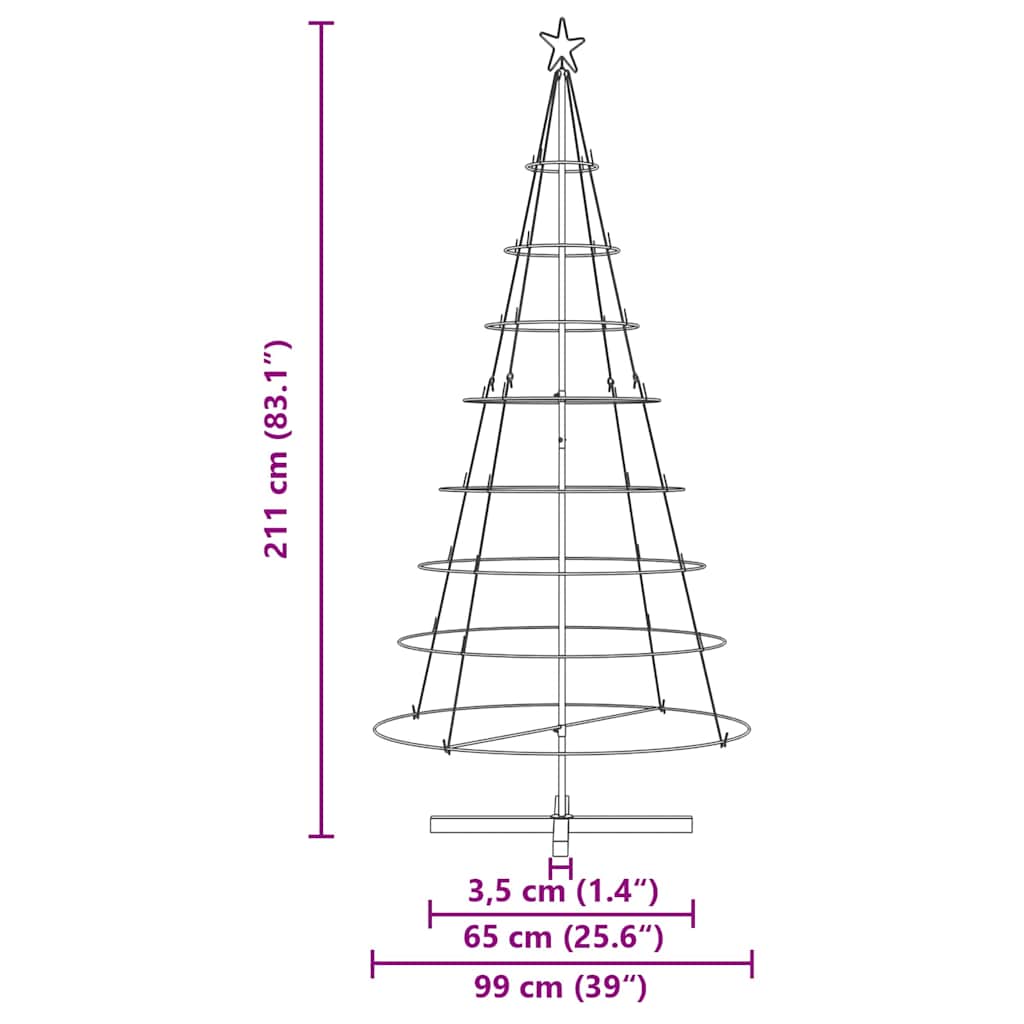 Julekjegle Tre med stativ Svart 210 cm Stål